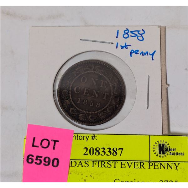 1858 CANADAS FIRST EVER PENNY VG COND