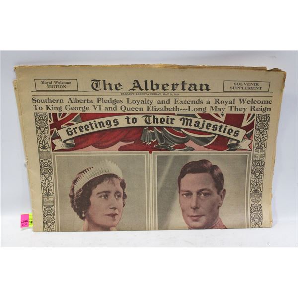 1939 THE ALBERTAN ROYAL VISIT PAPER