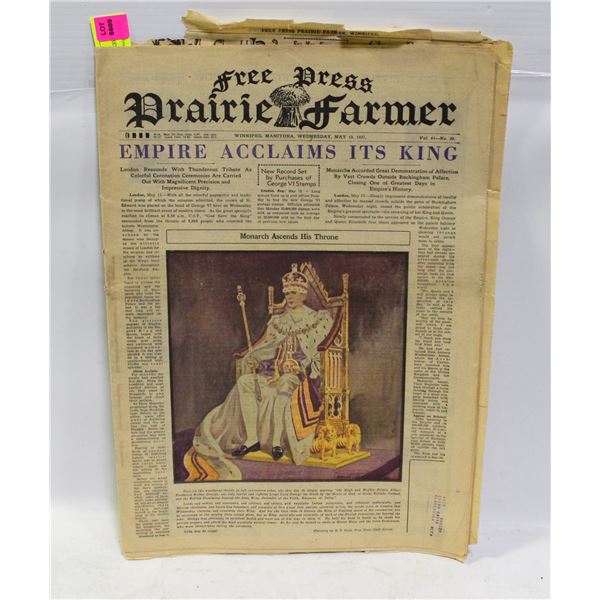 1937 KING GEORGE 6 RARE PAPER PRAIRIE FARMER