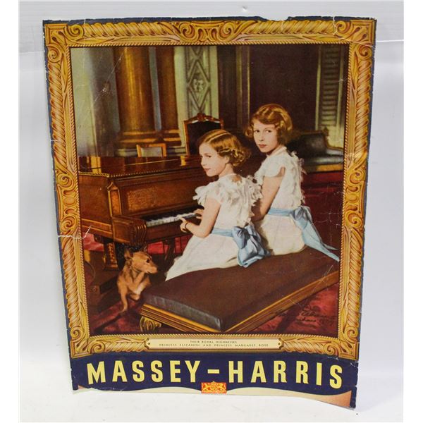 RARE MASSEY HARRIS POSTER W PRINCESS ELIZABETH