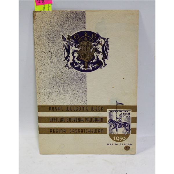 1939 ROYAL VISIT PROGRAM BOOKLET