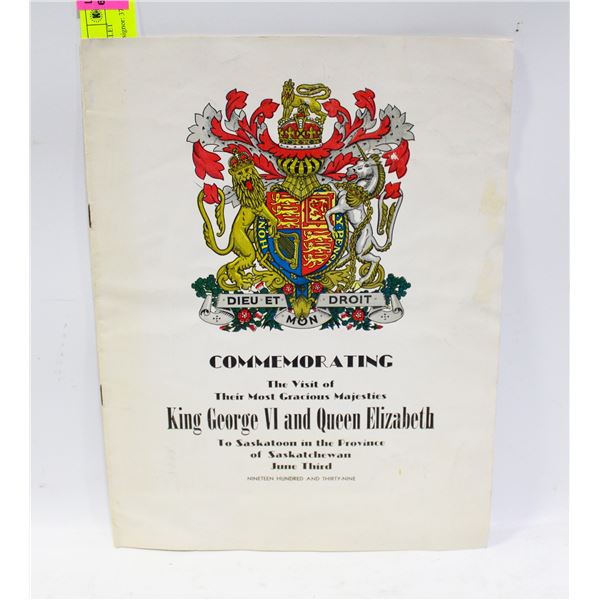 1939 ROYAL VISIT BOOKLET