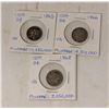 Image 1 : 1865 1866 AND 1868 USA 3 CENT COINS