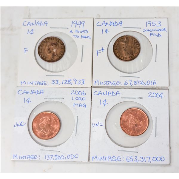 LOT OF 4 COLLECTIBLE PENNIES