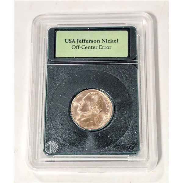 2000 P USA 5 CENT COIN OFF CENTER ERROR