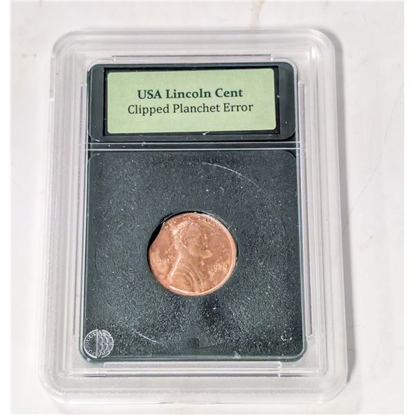 1970 USA ONE CENT COIN CLIPPED PLANCHET ERROR