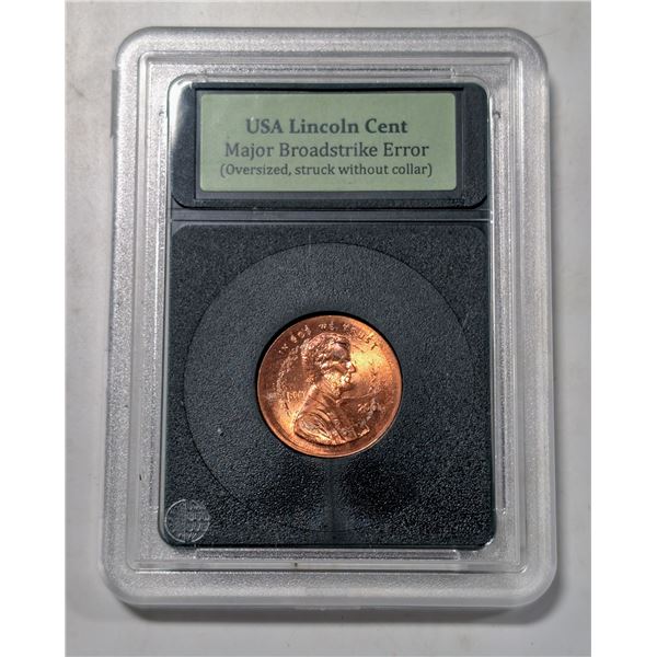 2001 USA ONE CENT COIN MAJOR BROADSTRIKE ERROR