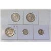 Image 2 : LOT OF 5 USA SILVER COINS 1919-1964