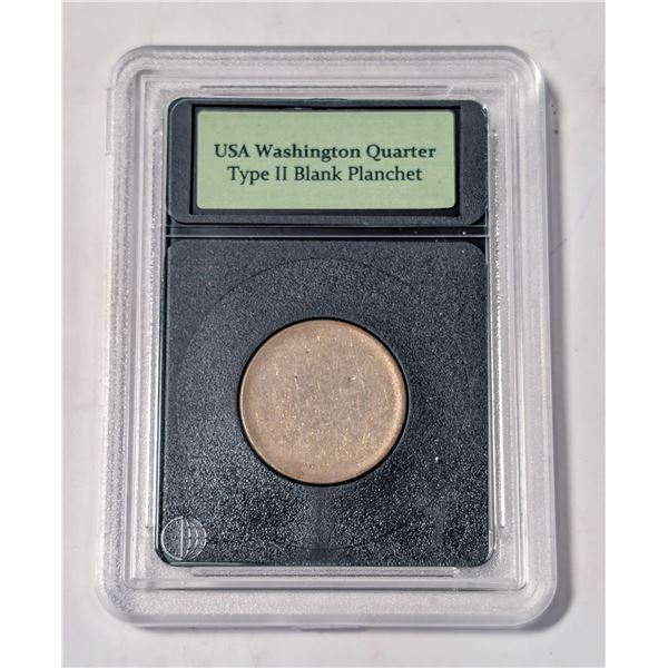 USA 25 CENT COIN TYPE 2 BLANK PLANCHET ERROR