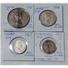 Image 1 : LOT OF 4 CANADA SILVER COINS 1917-1958