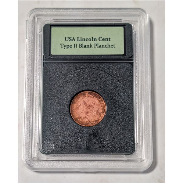 USA LINCOLN CENT TYPE 2 BLANK PLANCHET ERROR