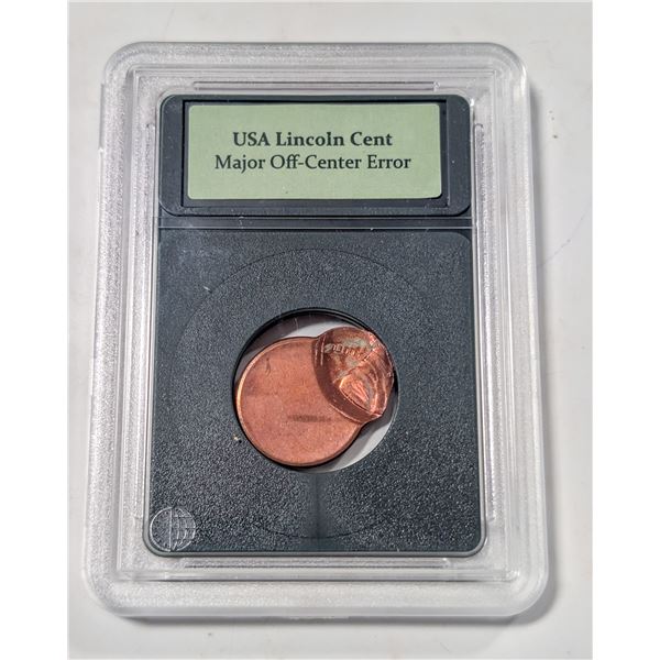 USA LINCOLN ONE CENT COIN MAJOR OFF CENTER ERROR