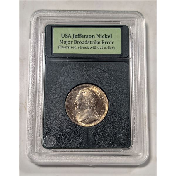 1996 P USA 5 CENT COIN MAJOR BROADSTRIKE ERROR