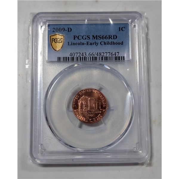 2009D USA 1 CENT COIN. EARLY CHILDHOOD. CERTIFIED