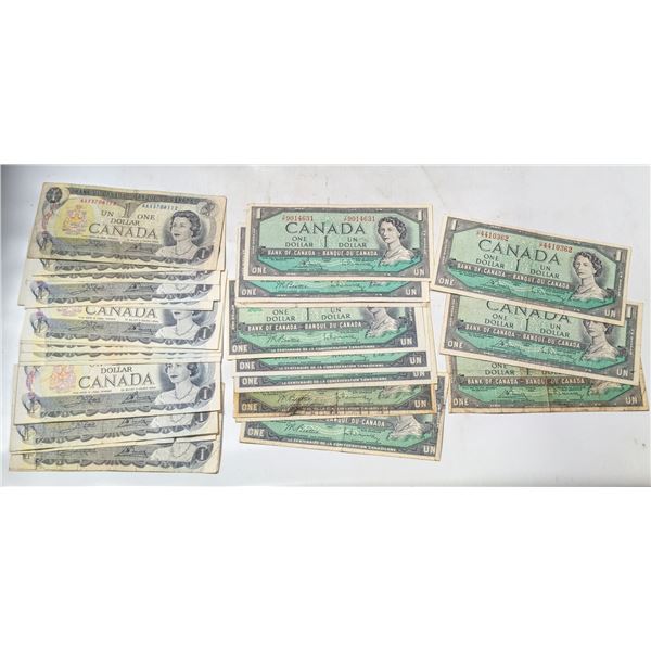 LOT OF 7 1954, 6 1967, AND 14 1973 $1 BANKNOTES