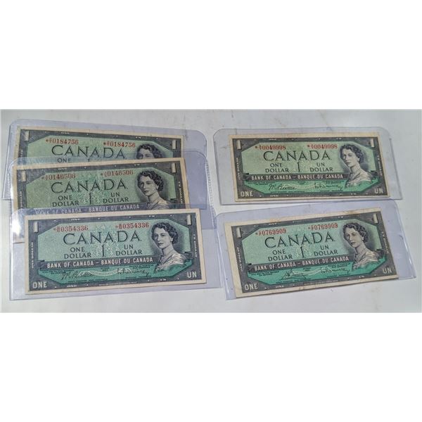 LOT OF 5 CANADA 1954 $1 MP REPLACEMENTS