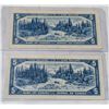 Image 2 : PAIR 1954 CANADA $5 BANKNOTES MP