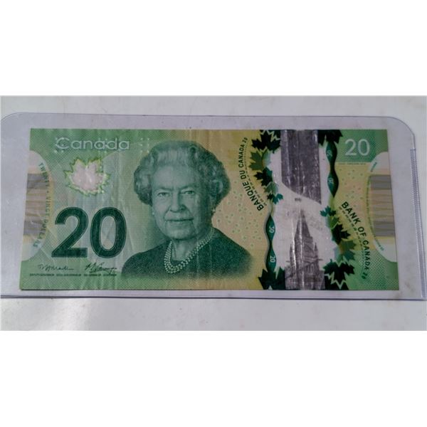 2013 CANADA $20 BANKNOTE UNDERSIZED PREFIX