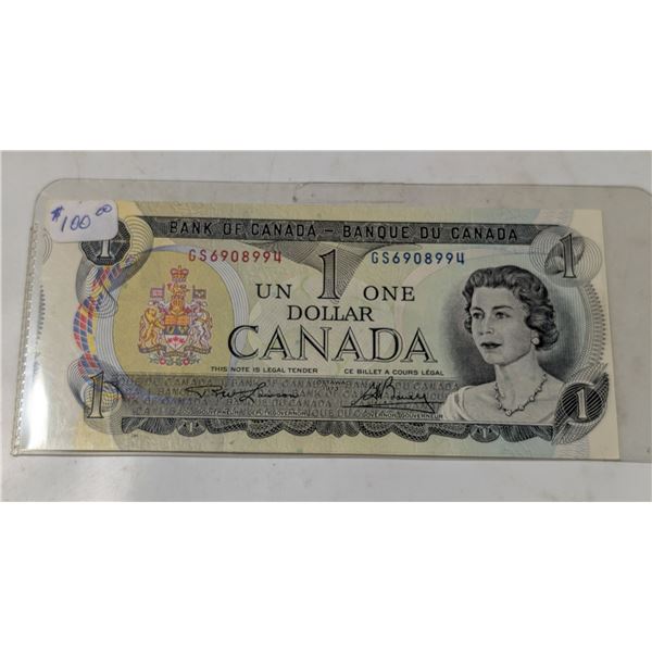 1973 CANADA $1 BANKNOTE PRINT OUT OF REGISTER