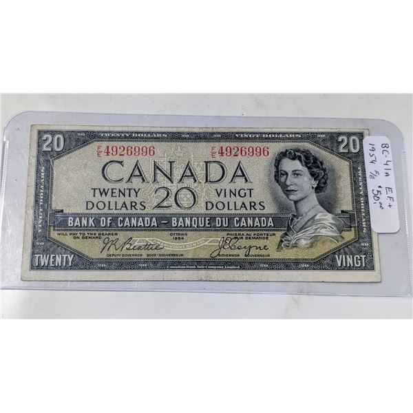1954 CANADA $20 BANKNOTE. MP. BEATTIE-COYNE.