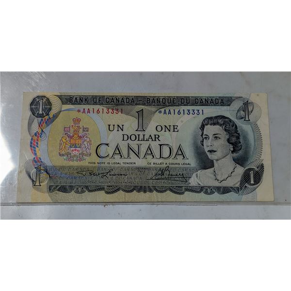 1973 CANADA REPLACEMENT $1 BANKNOTE LAWSON-BOUEY