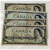 Image 1 : LOT OF 4 CANADA 1954 DEVIL’S FACE $1 BANKNOTES