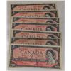 Image 1 : LOT OF 7 CANADA 1954 MP $2 BANKNOTES. AVG COND