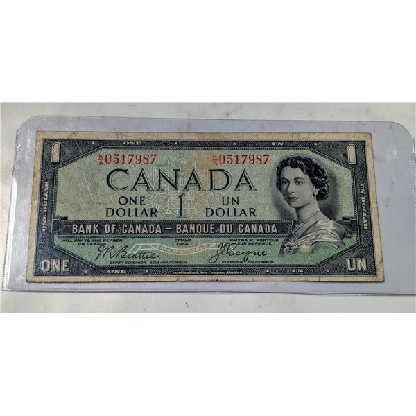1954 CANADA $1 BANKNOTE DEVIL’S FACE