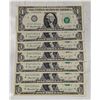 Image 1 : LOT OF 7 CONSECUTIVE 1974 USA $1 BANKNOTES.
