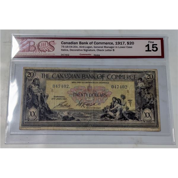 1917 CDN. BANK OF COMMERCE $20 BANKNOTE.