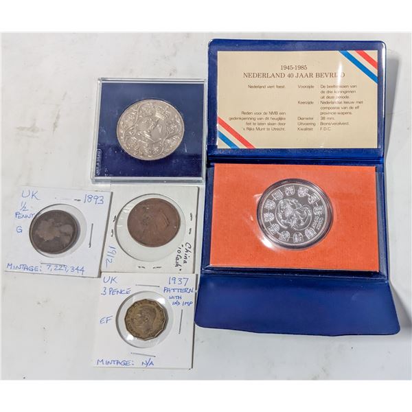 LOT OF 5 INTERNATIONAL COINS