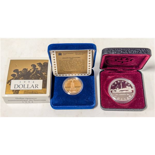 PAIR CANADA $1 COMMEMORATIVE COINS IN CASES