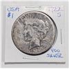 Image 1 : 1922S USA PEACE SILVER DOLLAR 900 SILVER