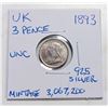 Image 1 : 1893 UK 3 PENCE SILVER COIN 925 SILVER
