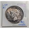 Image 1 : 1922 USA SILVER PEACE DOLLAR 900 SILVER