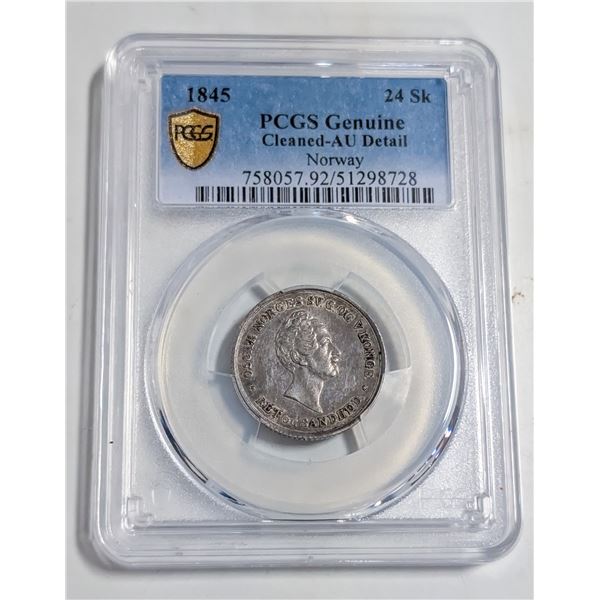 1845 NORWAY 24 SKILLINGS SILVER COIN 813 SILVER