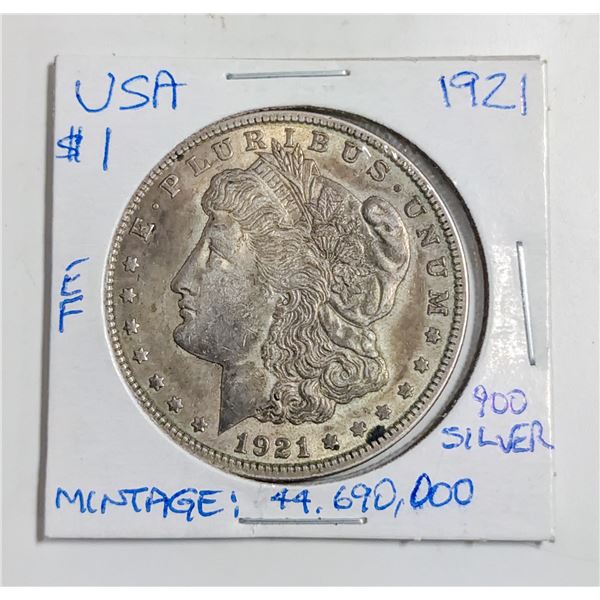 1921 USA MORGAN SILVER DOLLAR 900 SILVER