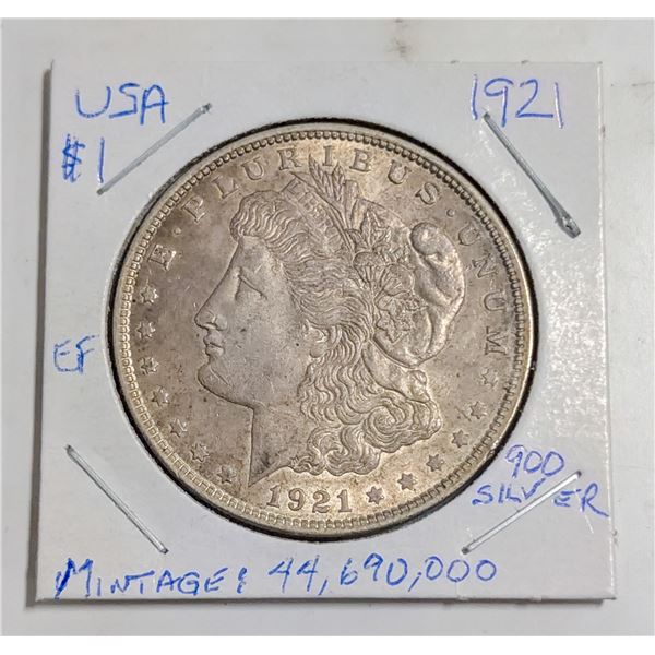 1921 USA MORGAN SILVER DOLLAR 900 SILVER