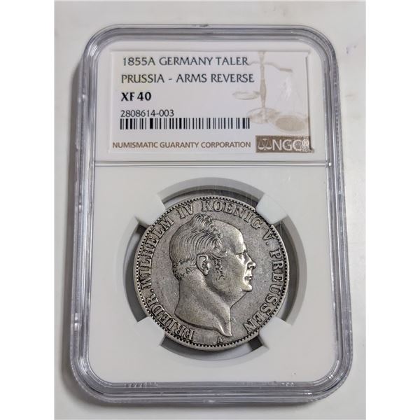 1855A GERMAN STATES PRUSSIA SILVER TALER