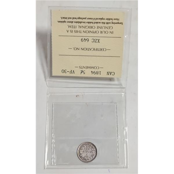 1894 CANADA 5 CENT SILVER COIN. 925 SILVER.