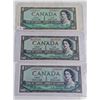 Image 1 : TRIO OF 1954 CANADA $1 BANKNOTES. MP.