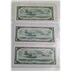 Image 2 : TRIO OF 1954 CANADA $1 BANKNOTES. MP.