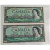 Image 1 : PAIR OF 1954 CANADA $1 BANKNOTES. MP.