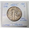 Image 1 : 1941 D USA 50 CENT SILVER COIN DOUBLING ERROR