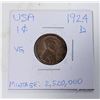 Image 1 : 1924D USA 1 CENT COIN. SCARCE.