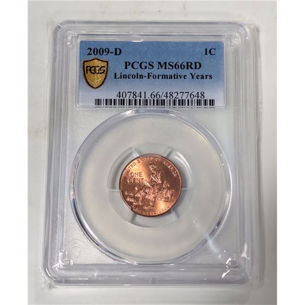 2009D USA 1 CENT COIN. FORMATIVE. CERTIFIED. UNC