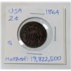 Image 1 : 1864 USA 2 CENTS COIN