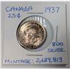 Image 1 : 1937 CANADA 25 CENTS SILVER COIN