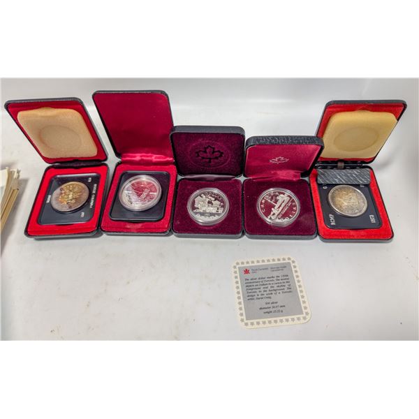 LOT OF 5 CANADA $1 SILVER COINS 500 SILVER