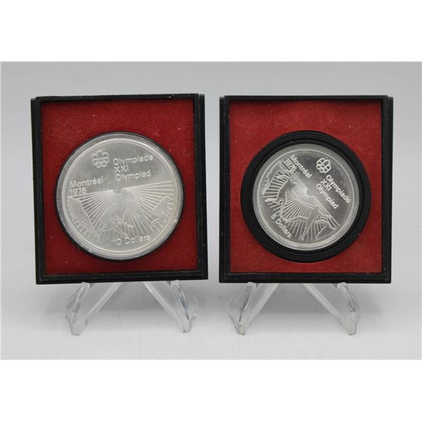 PAIR OF 1976 MONTREAL OLYMPICS SILVER COINS